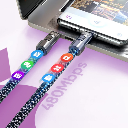 Kabel USB-C ze smyczą PD 240W 120cm BW