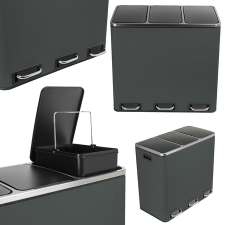 Funky Trash Can Gray Black Spacetronik Potrójny