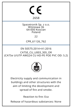 Skrętka CAT5e U/UTP AWG24 CU POE PVC Eca 305m