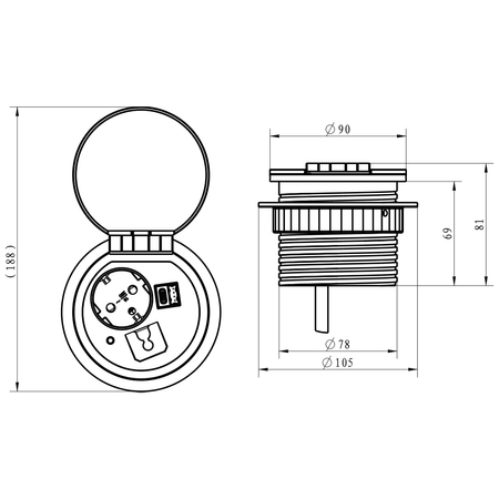 Gniazdo blatowe Spacetronik SPSRB51BB