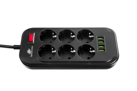 Listwa zasilająca Spacetronik SR-204 6xAC + 4xUSB