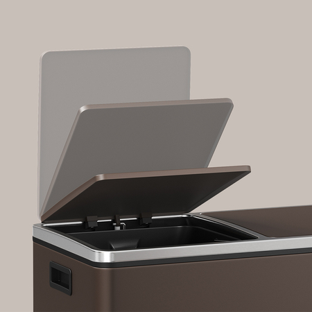 Kosz na śmieci metalowy podwójna komora brązowy