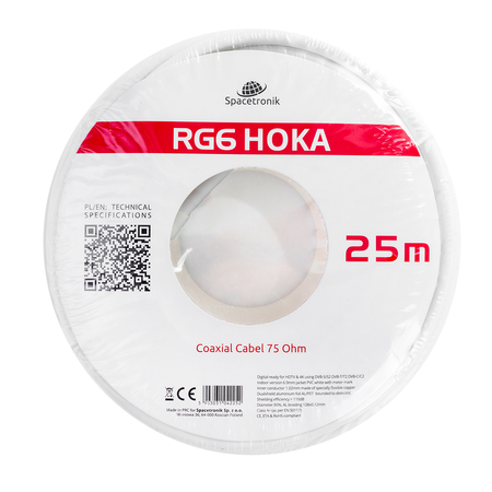 Kabel RG6 Spacetronik HOKA 102 CU Dualshield 25m