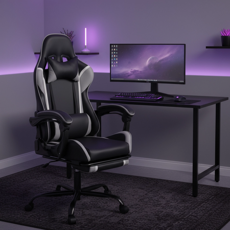 Zestaw do nowoczesnego biura: biurko elektryczne + fotel + szafka