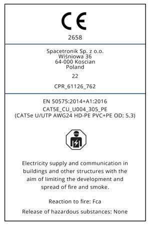 Twisted Pair CAT5e U/UTP AWG24 CU POE PVC+PE Fca 305m