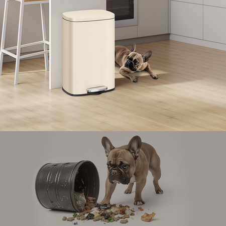 Kosz na śmieci metalowy pojedyncza komora kremowy