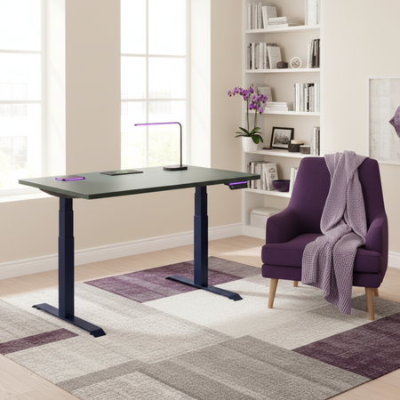 Biurko regulowane Vegard elektryczne dwusilnikowe MDF granatowo-zielone