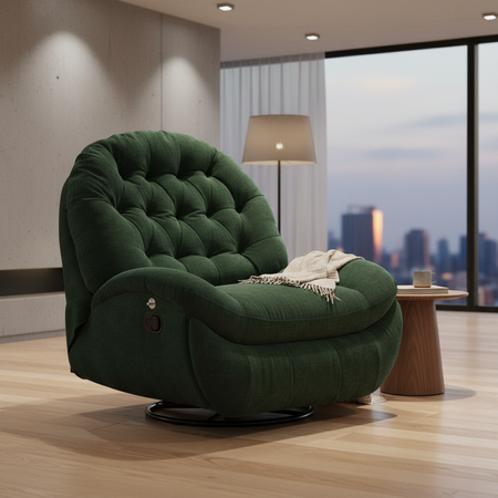 Zestaw wypoczynkowy fotel Spacetronik Flax 04M zielony + stolik regulowany BUDDY