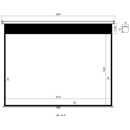 Ekran projekcyjny zwijany ręcznie 100" 16:9 szary