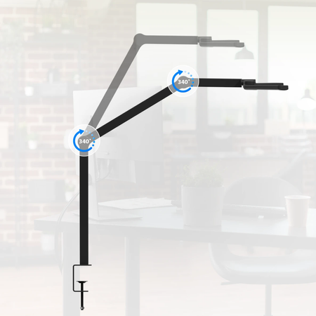 Zestaw ergonomiczny biurko Moris SPEO121 120x60 krzeslo Spiro lampa Glow D2