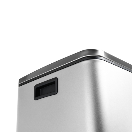 Kosz na śmieci metalowy podwójna komora srebrny