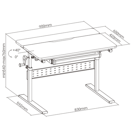 Biurko dziecięce regulowane XD SPE-X102WL 90x60 cm