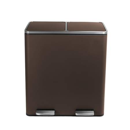 Kosz na śmieci metalowy podwójna komora brązowy