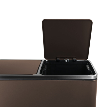 Kosz na śmieci metalowy podwójna komora brązowy