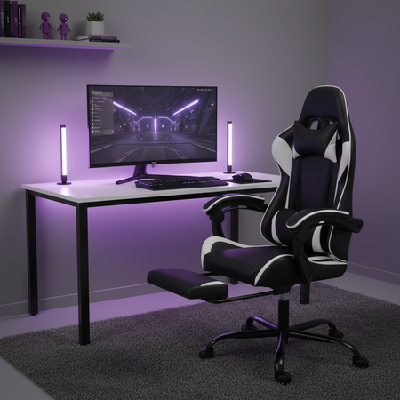 Fotel gamingowy Spacetronik Rally 1.0 czarno biały