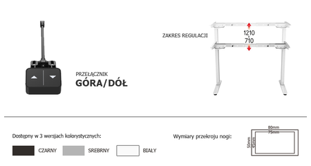 Elektryczny stelaż biurkowy ERGOLINE SPE-114EW