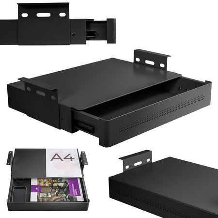 Under-Desk Storage Drawer with Shelf Large White