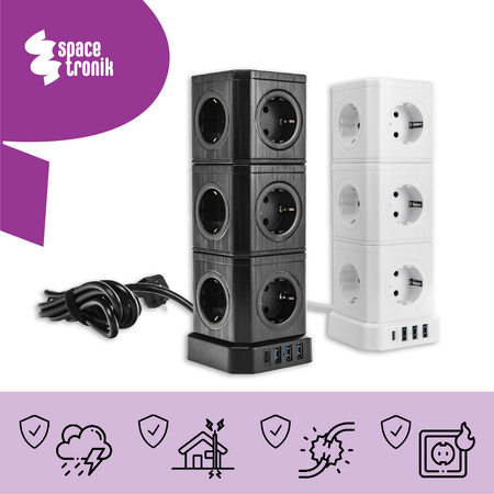 Zestaw Listwa zasilania 13AC 3USB 1USB-C SPS-CS01B