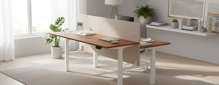 Zestaw cztery biurka elektryczne Spacetronik z krzesłami Doris 11