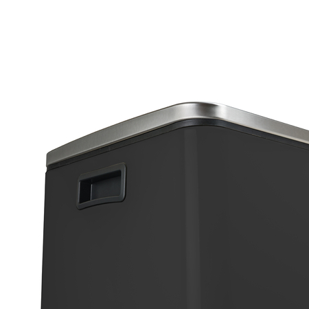 Kosz na śmieci metalowy trzykomorowy czarny