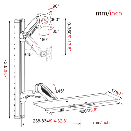 Uchwyt ścienny do monitora i klawiatury SPAW120
