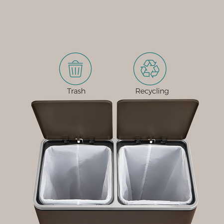 Kosz na śmieci metalowy podwójna komora brązowy