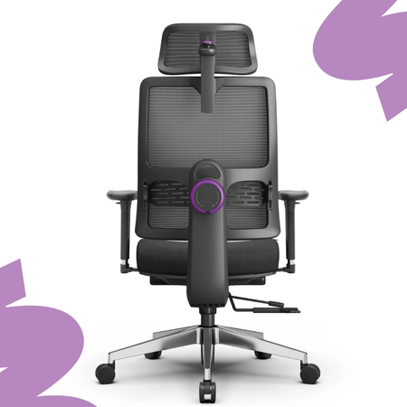 Zestaw ergonomiczny do biura krzesło LUMBO 22 + biurko manualne SPE-O113 100×60 czarne