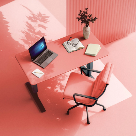 Biurko regulowane Vegard elektryczne dwusilnikowe MDF czarno-czerwone