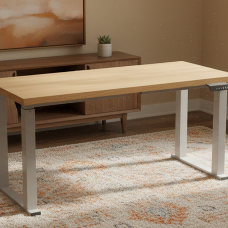 Zestaw do nowoczesnego biura: biurko elektryczne + fotel + szafka