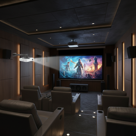 Zestaw ekran reczny uchwyt sufitowy transmiter HDMI pilot