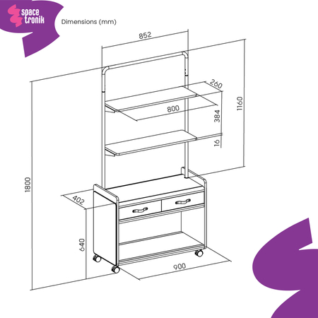 Szafka z 3 pojemnymi półkami Spacetronik Frodi