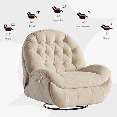 Fotel elektrycznie regulowany Spacetronik Flax 04 relaksacyjny bujany beżowy