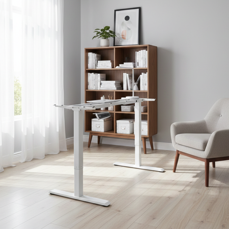 Elektryczne biurko regulowane dwusilnikowe z blatem MDF premium róż