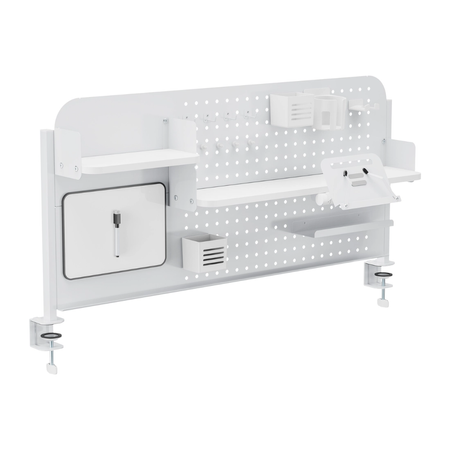 Zestaw Spacetronik: biurko regulowane 100×60 + krzesło dziecięce z podnóżkiem + nadstawka z pegboardem