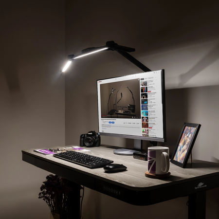 Zestaw ergonomiczny uchwyt monitor laptop lampa Glow adapter