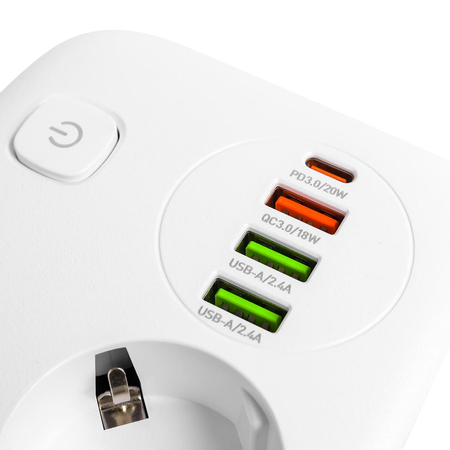 Listwa 2x zasilająca ładowarka 4xUSB USB-C PD QC