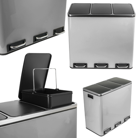 Funky Trash Can Silver Black Spacetronik Potrójny