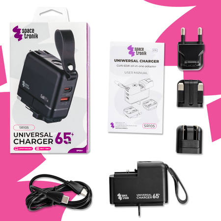Adapter podróżny USB 4w1 GaN 65W Spacetronik SR105
