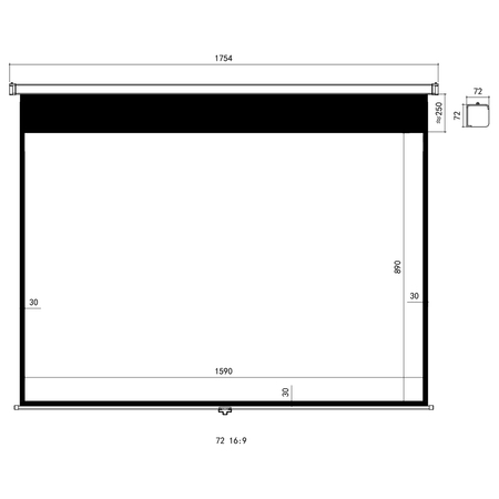 Ekran projekcyjny zwijany ręcznie 72" 16:9 biały