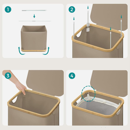 Kosz na pranie 90L 1 komorowy beżowy