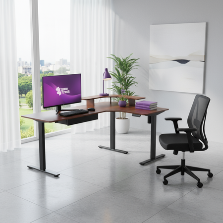 Zestaw regulowany fotel SPC-GILDA + biurko narożne elektryczne SPE-L124 180×120×60