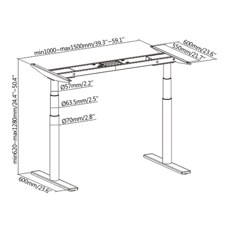 Elektryczny stelaż biurkowy Spacetronik SPE-227W