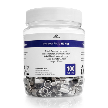 Wtyk F nakręcany Big Nut 7.0mm/20mm TV-FT04 100szt