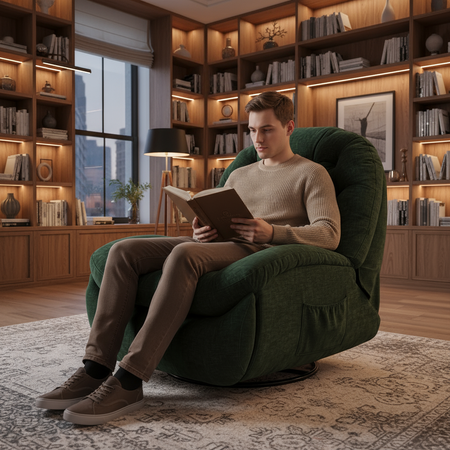 Fotel elektrycznie regulowany Spacetronik Flax 04 relaksacyjny bujany zielony