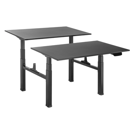 Zestaw podwójne biurko elektryczne Spacetronik Pure Black z fotelami