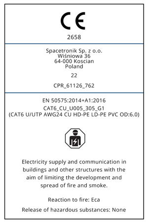 skrętka CAT6 U/UTP AWG24 CU PVC OD 6.0 Eca 305m