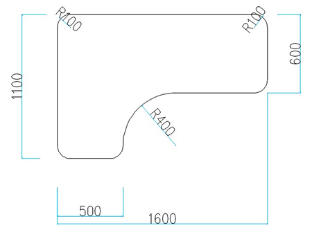 Ecktisch 160x110x60x18 cm Retro L
