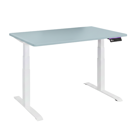 Elektryczne biurko regulowane Vegard – stelaż 2 silniki + blat MDF premium niebieski