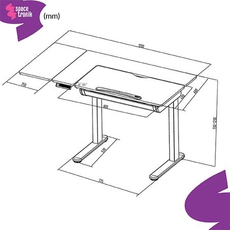 Zestaw ergonomiczny biurko kreślarskie DOLF SPE-F120 + fotel HAVARD-02