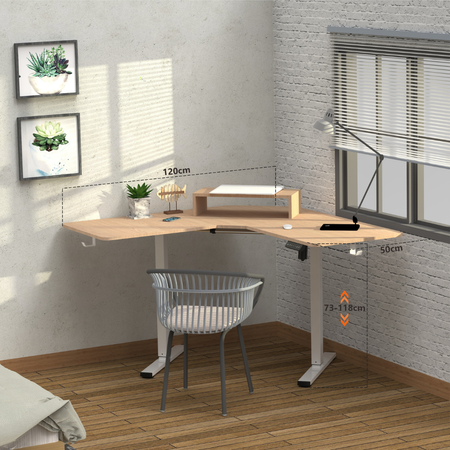 Biurko narożne regulowane SPEL112WL Spacetronik 120x60 cm jasnedrewno